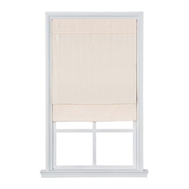 Cordless Velveteen Flat Roman Shade, IVORY, hi-res image number null