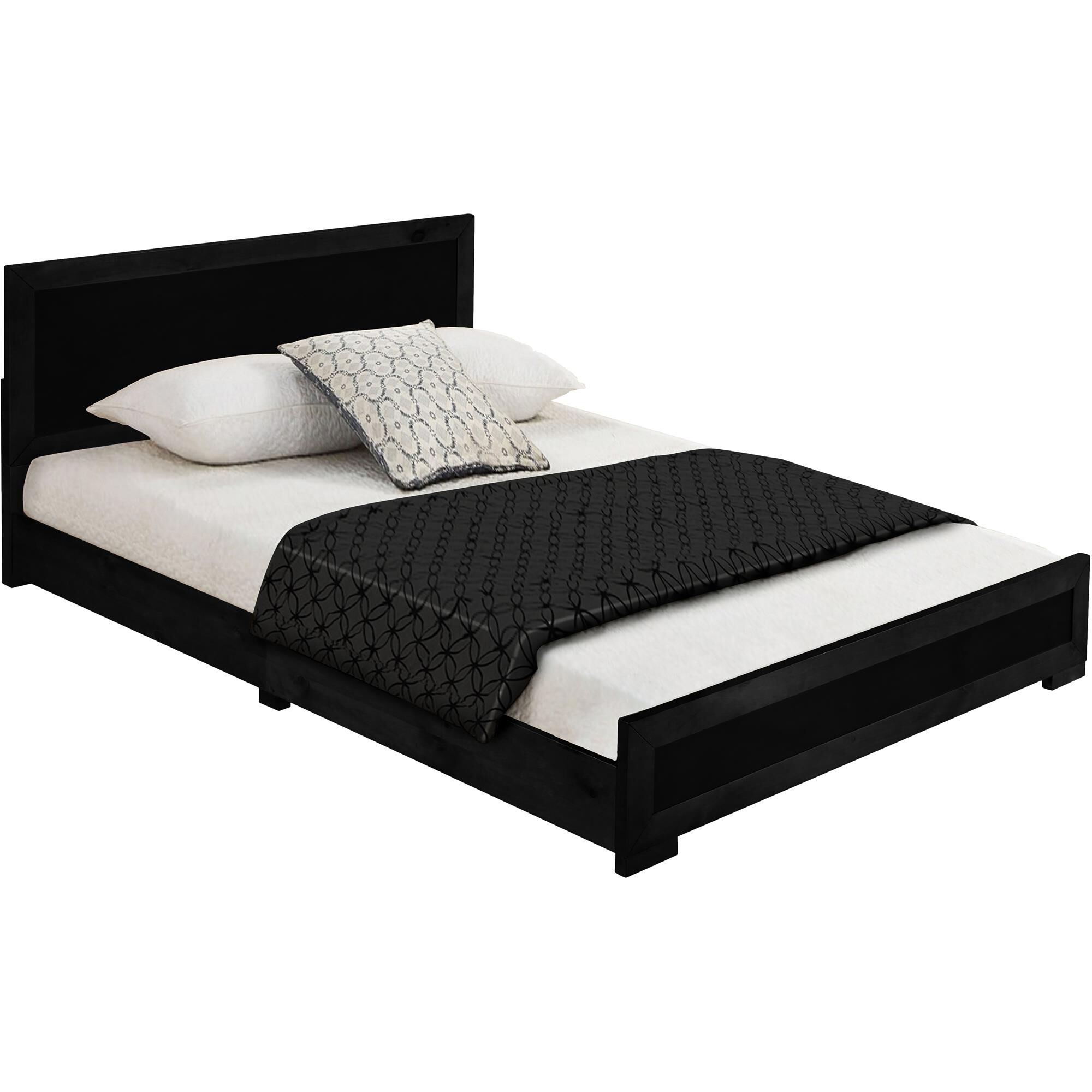 Trent Wooden Platform Bed in Walnut, Queen, BLACK, alternate image number 1
