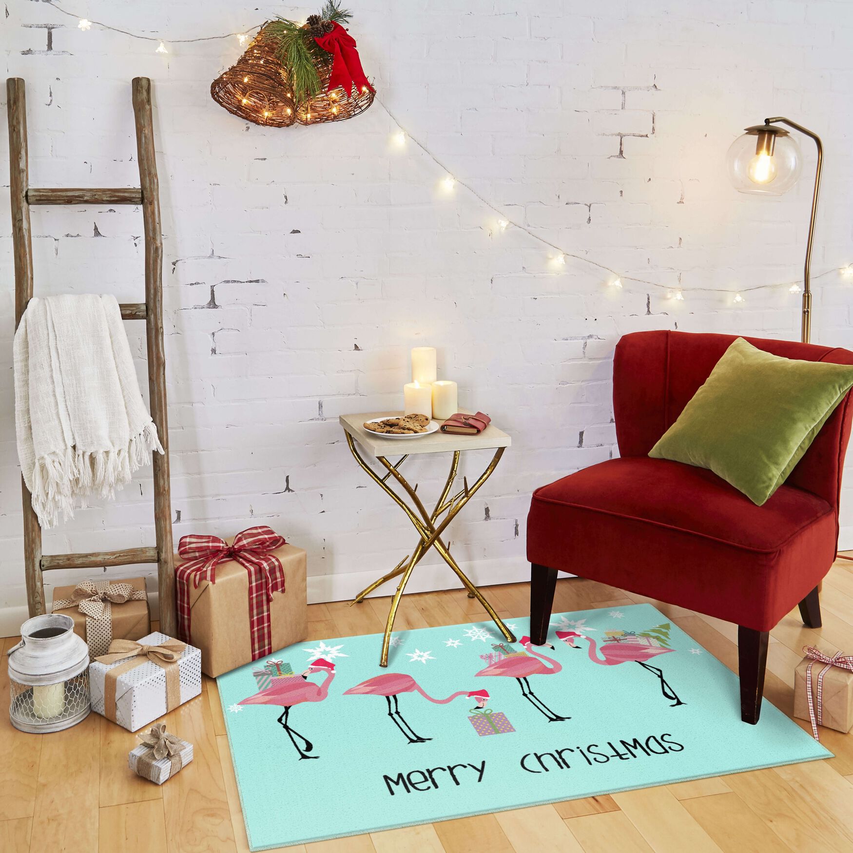 Flamingo Presents Light Blue Kitchen Rug, , alternate image number 5