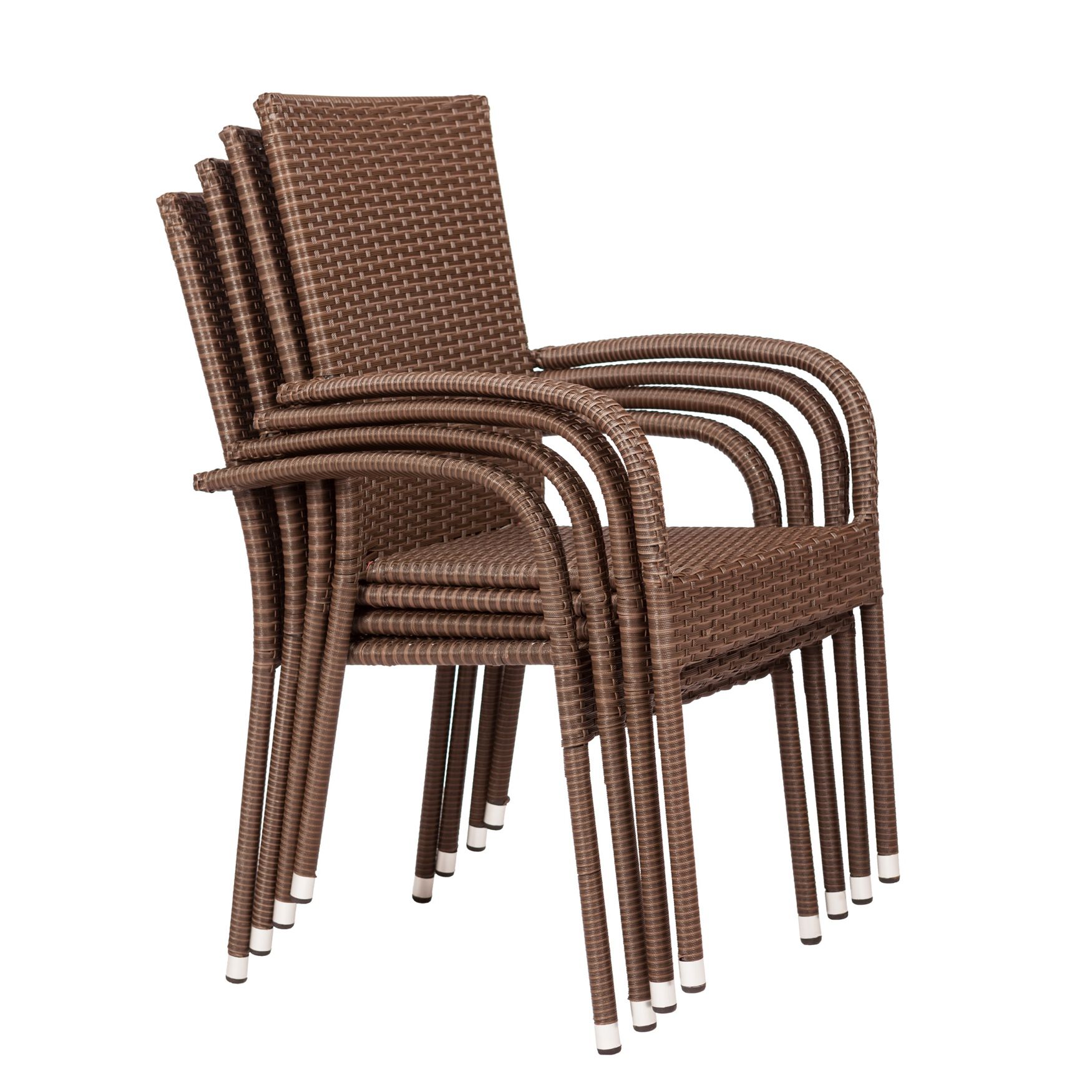 Stacking chairs set shown in mocha wicker