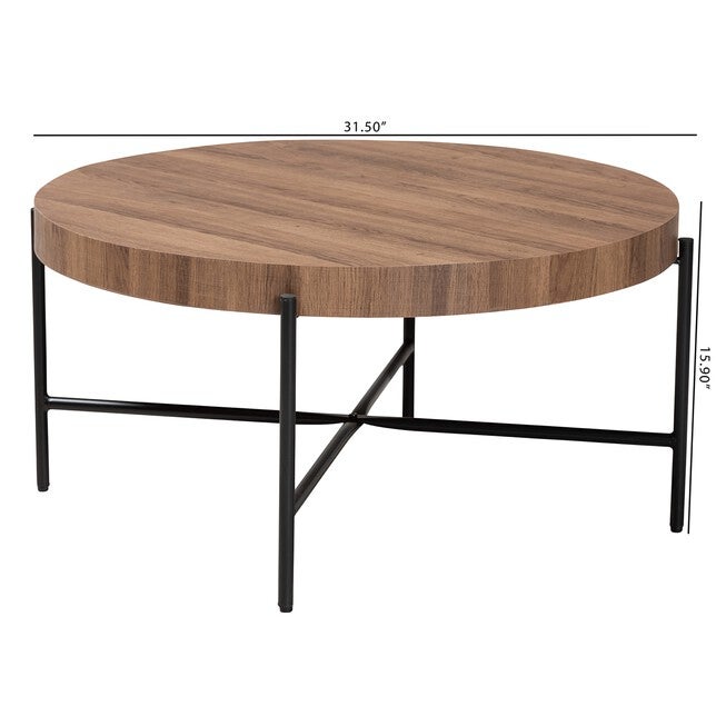 Umar Modern Industrial Walnut Brown Finished Wood And Black Metal Coffee Table, , alternate image number 7