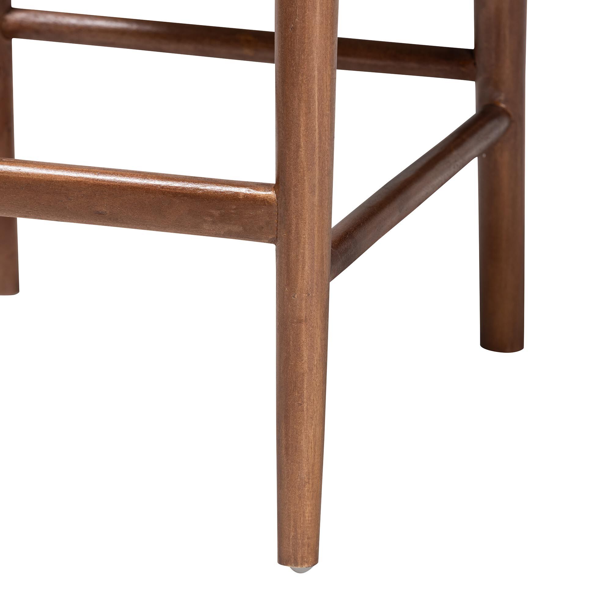 Maryland Modern Bohemian Natural Rattan and Acacia Wood Counter Stool, BROWN, alternate image number 7