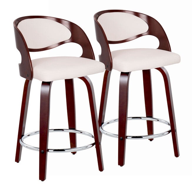 Pino 24 inches Fixed-Height Barstool - Set Of 2, CHERRY WHITE CHROME, hi-res image number 0