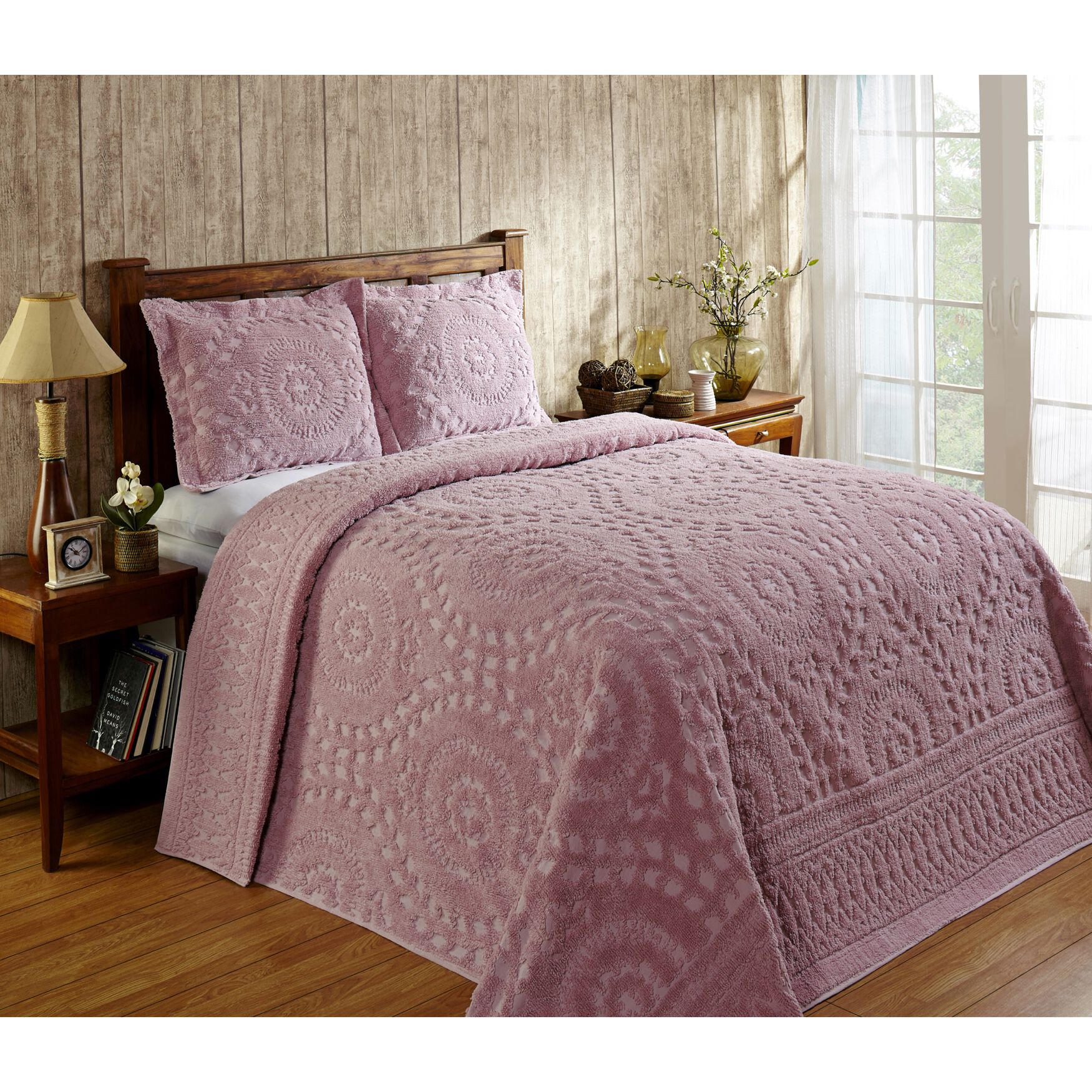 Rio Collection 100% Cotton Bedspread Set, PINK, hi-res image number 0