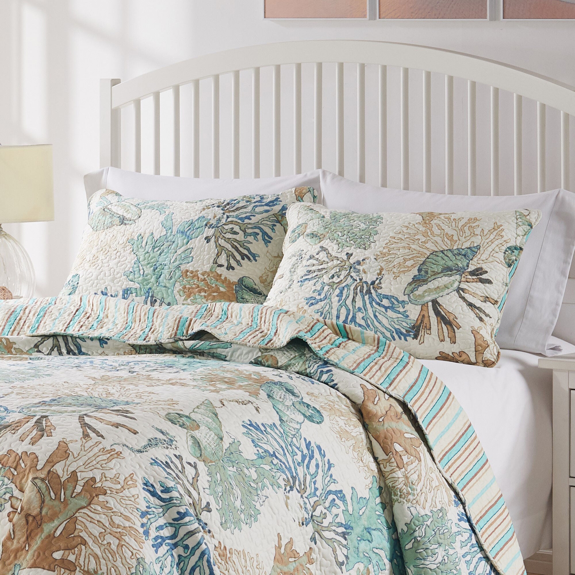 Atlantis Coastal Seashell Cotton Quilt Set, JADE, alternate image number 2