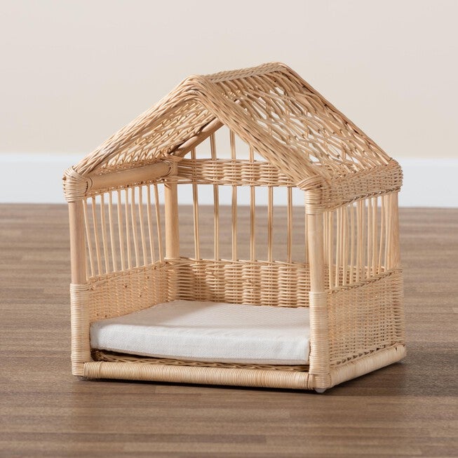 Pieta Modern Bohemian Natural Brown Rattan Pet Bed, , alternate image number null