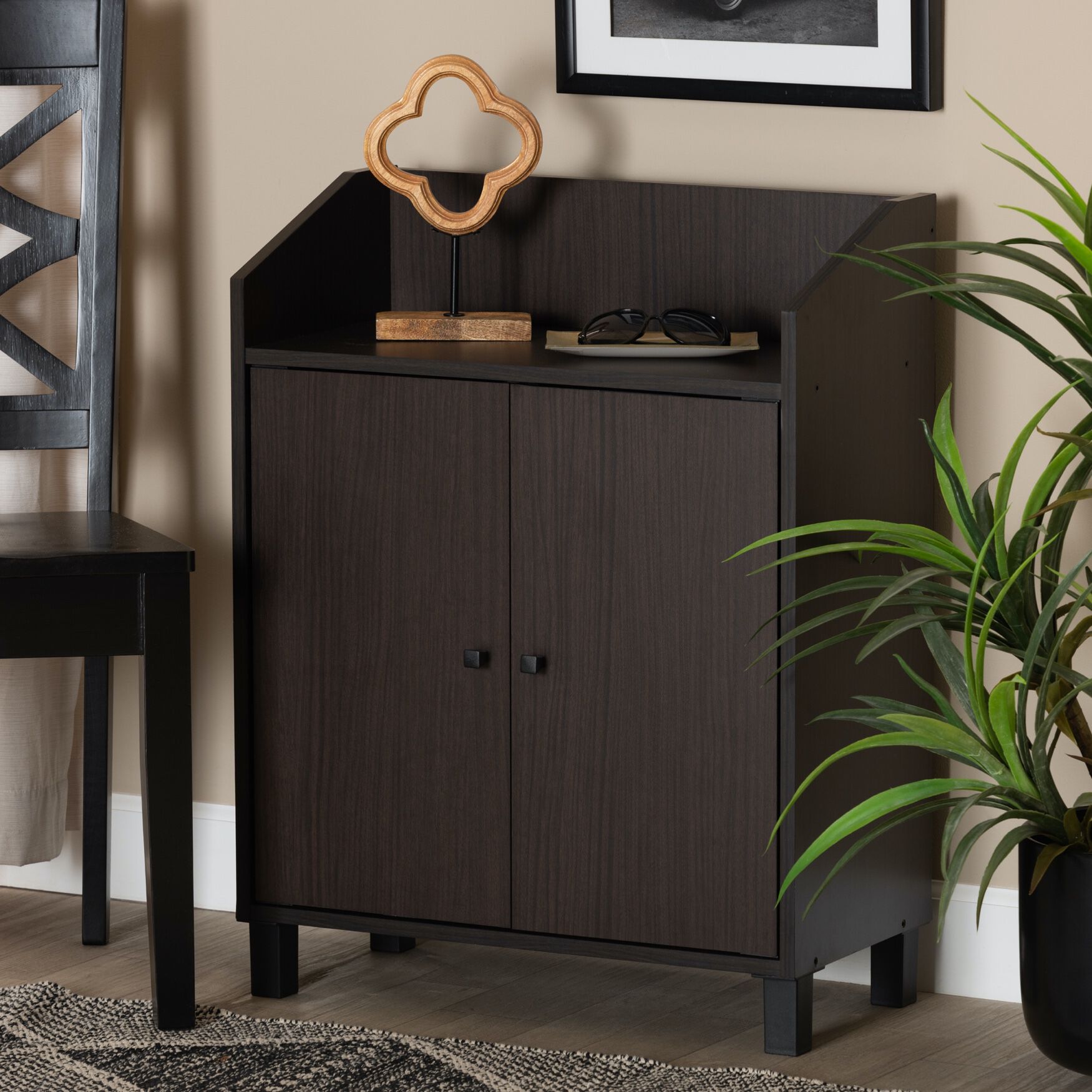 Rossin Wood 2-Door Entryway Shoe Storage Cabinet W Top Shelf Furniture, , alternate image number 6