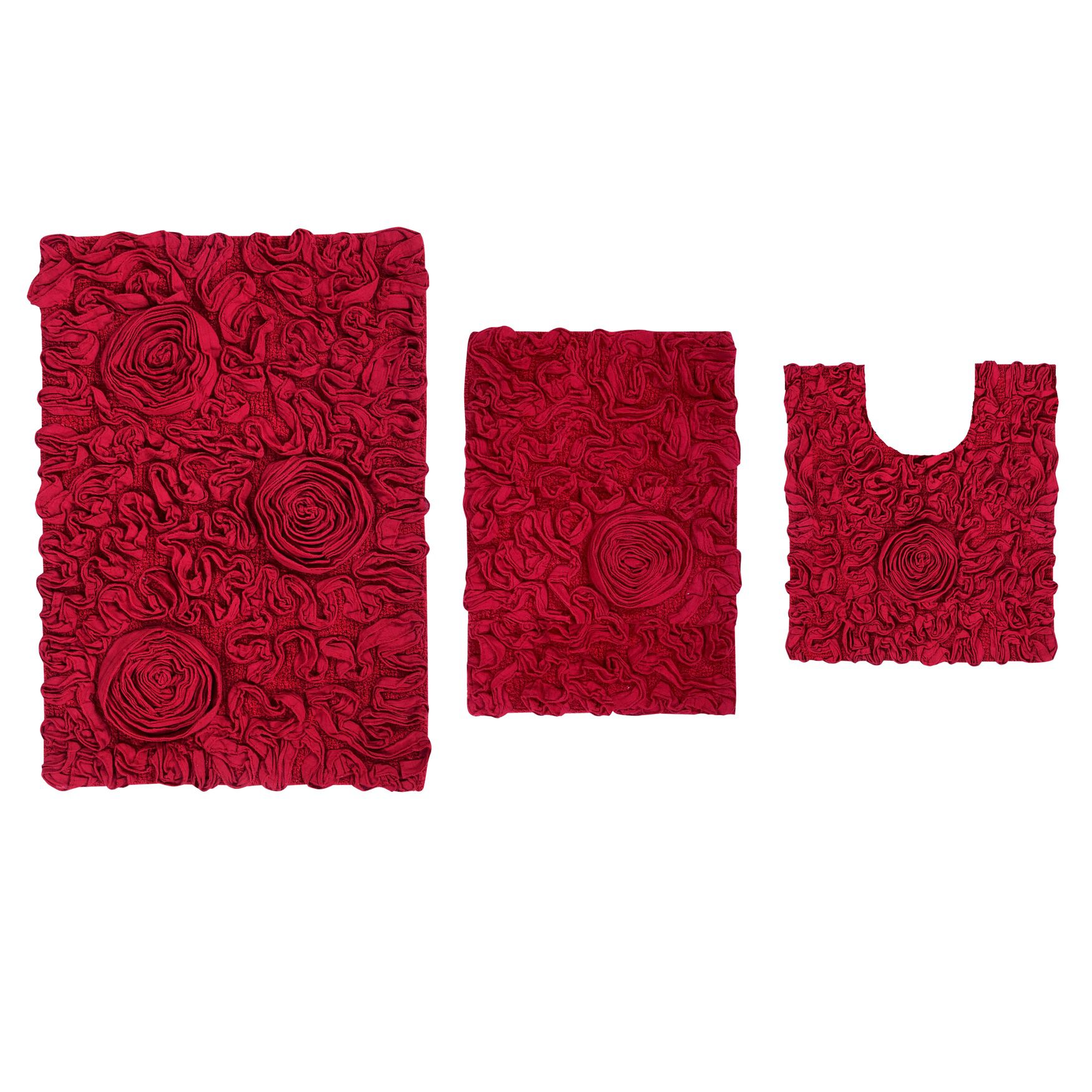 Bellflower 3-Pc. Bath Rug Set, RED, hi-res image number 0