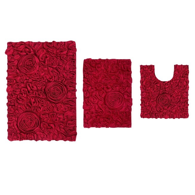 Bellflower 3-Pc. Bath Rug Set, RED, hi-res image number 0