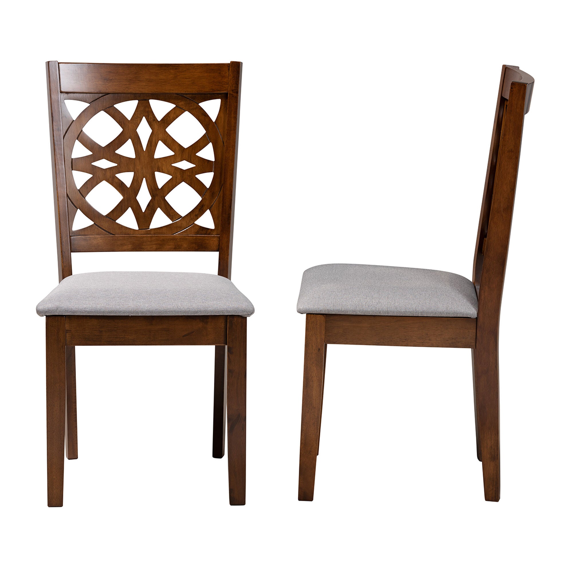 Abigail Modern Grey Fabric and Walnut Brown Finished Wood 2-Piece Dining Chair Set, GREY, alternate image number 4