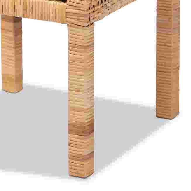 Legs of rattan nightstand with woven texture