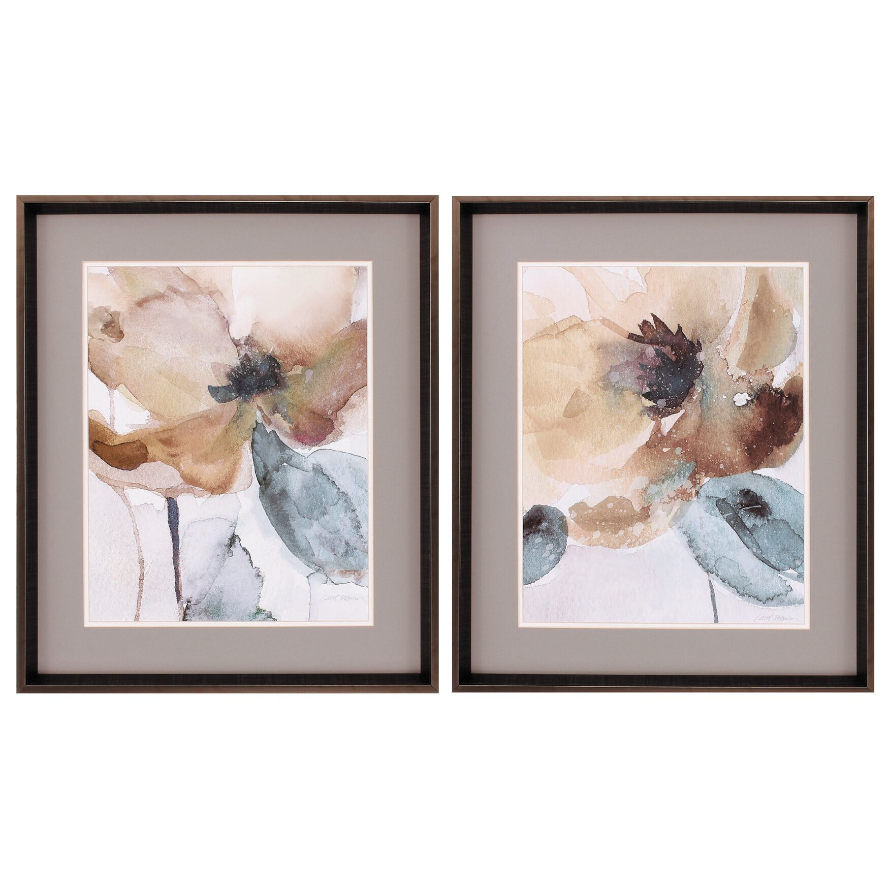 Watercolor Poppy Framed Wall D&eacute;cor, Set Of 2, NEUTRAL, hi-res image number 0