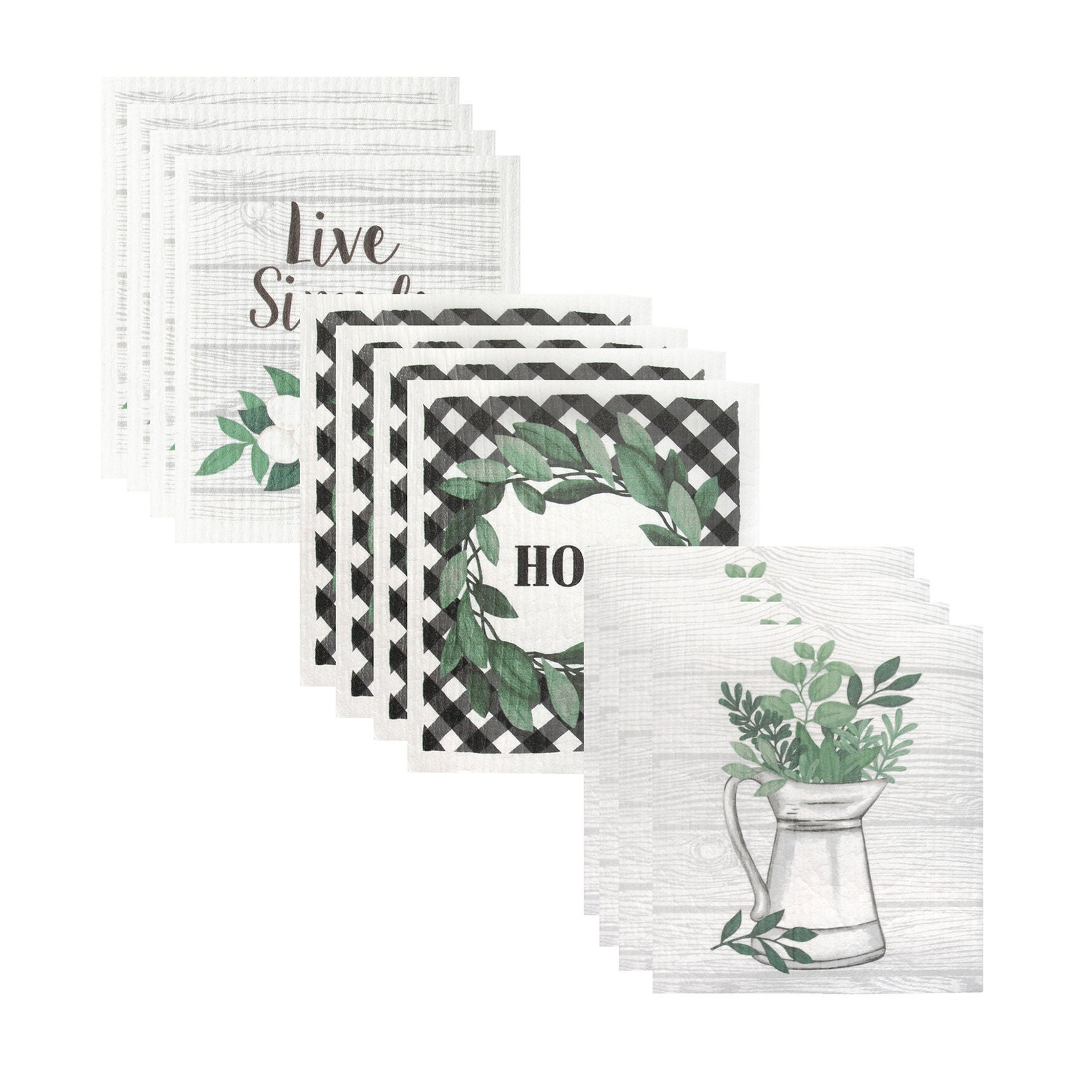 Swedish Sponge Cloths, Set Of 12 Dish Cloth, WOODGRAIN, hi-res image number 0