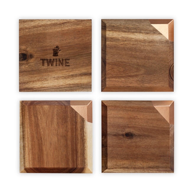 Metallic Dipped Coaster Set, WOOD, hi-res image number null