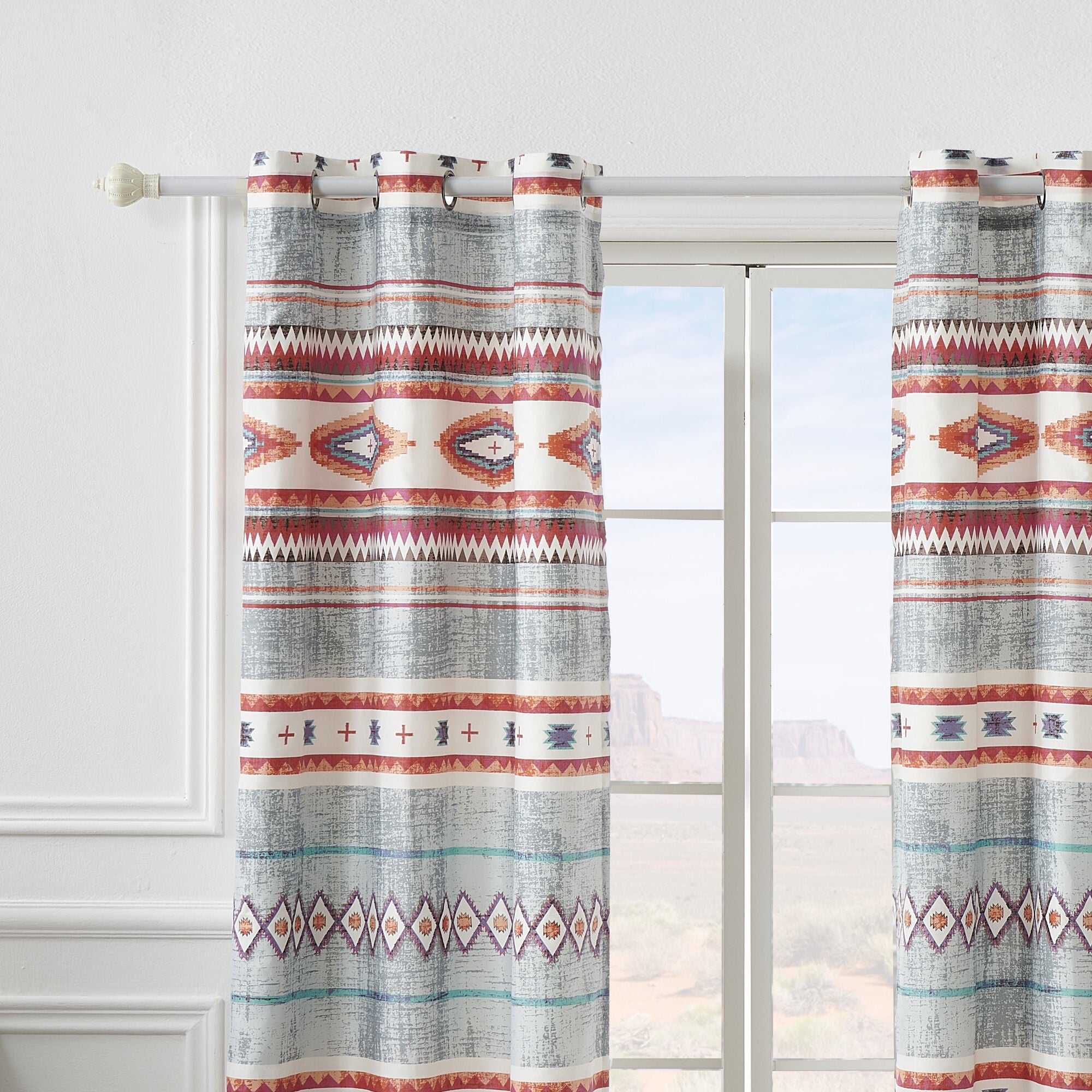 Kiva Window Curtain Panels, Set of 2, 84 inches, STONE, hi-res image number 0