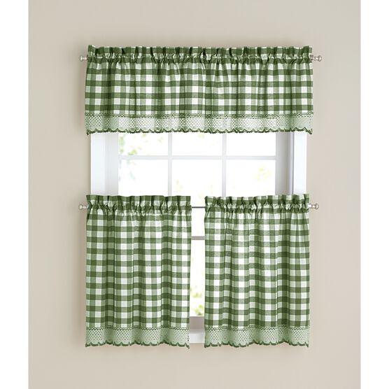 Buffalo Check Tier Curtain Set, Valance Not Included, SAGE, hi-res image number null