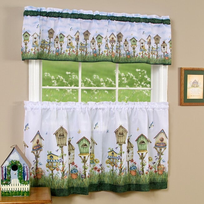 Home Sweet Home Tier and Valance Window Curtain Set, MULTI, hi-res image number 0