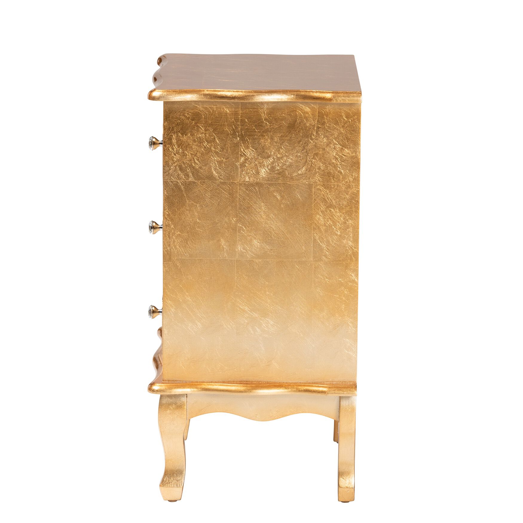 Rear/right side of golden nightstand
