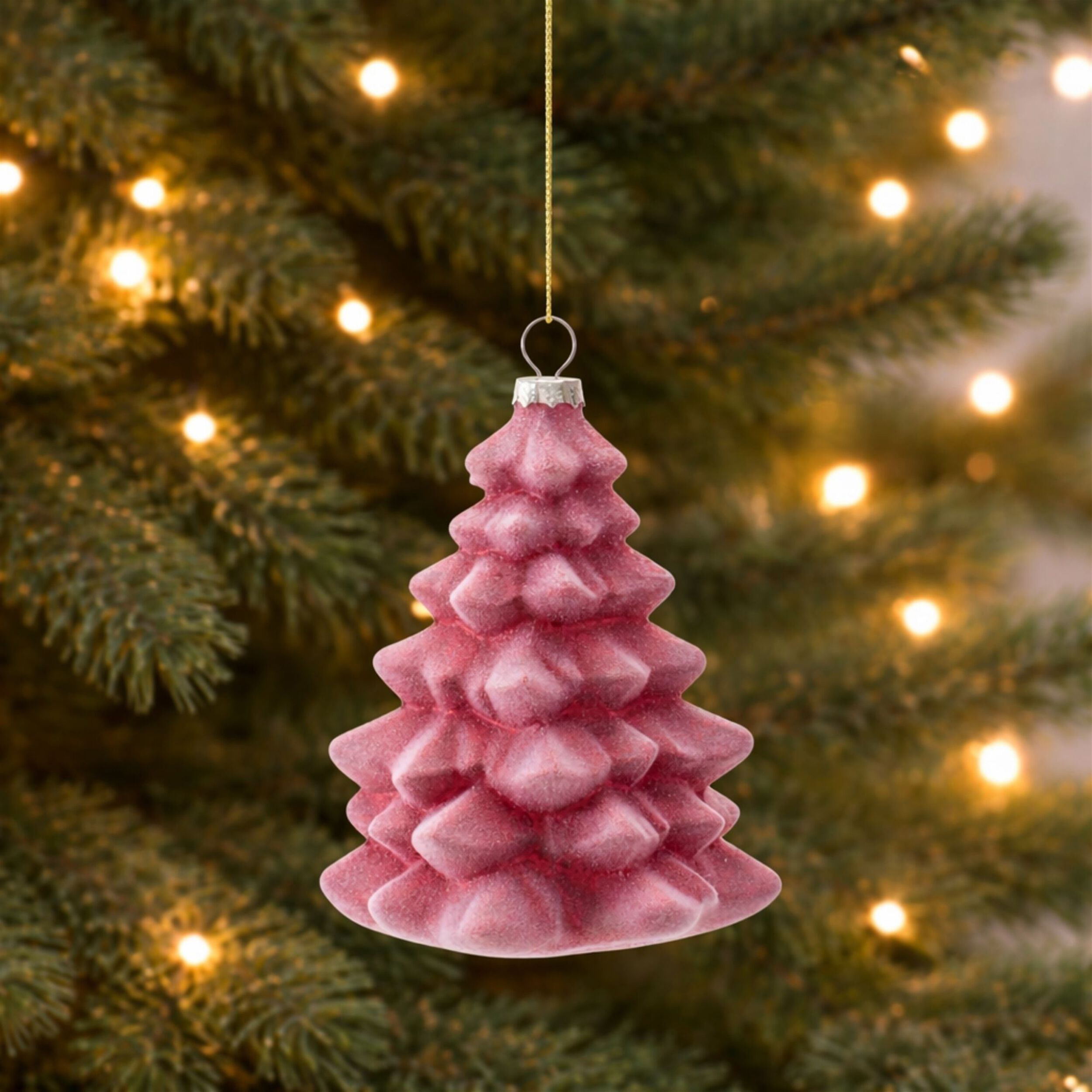 Glass Tree Ornaments (Set of 6), RED, alternate image number 1