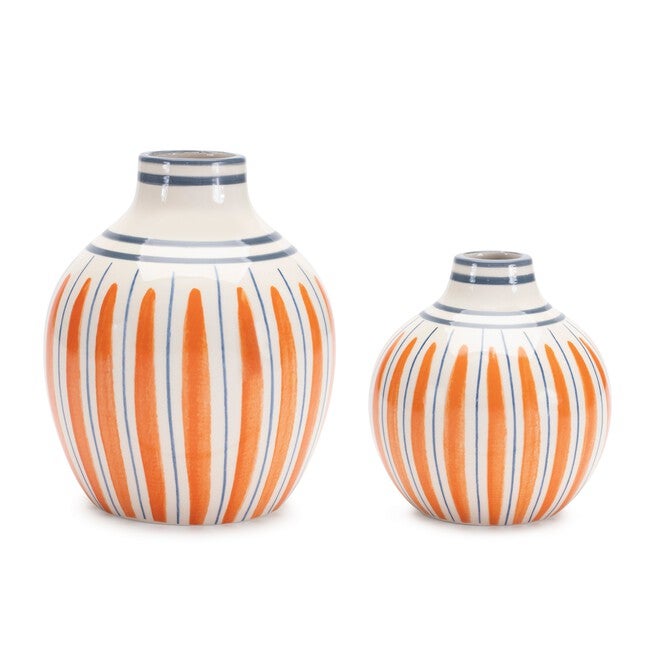 Multi-Striped Stone Vase (Set of 2), ORANGE/BLUE, hi-res image number null