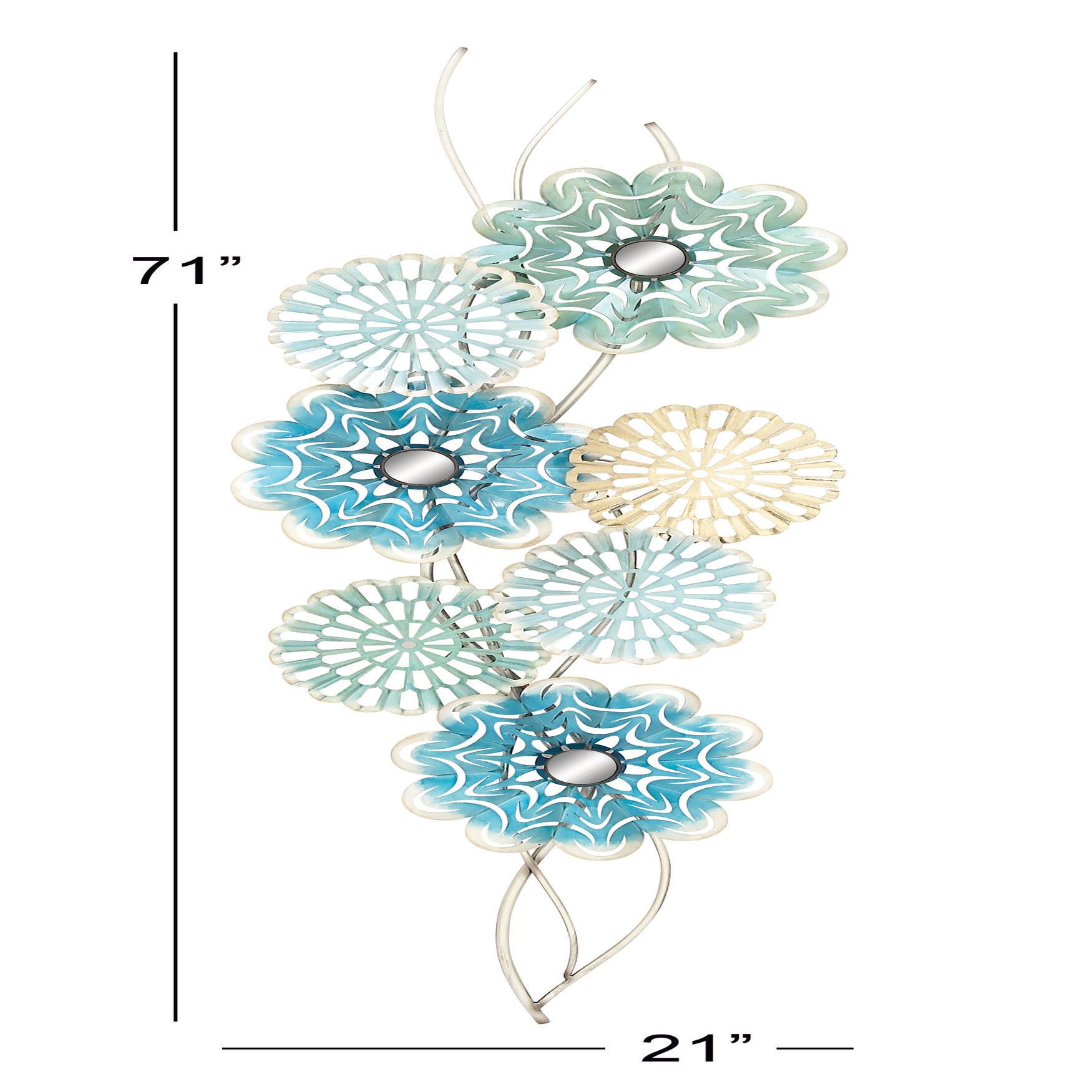 Multi Colored Metal Eclectic Floral Wall Decor, , alternate image number 5