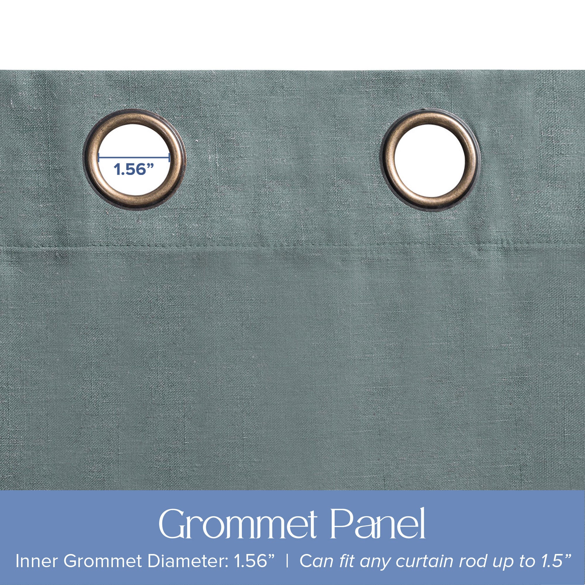 Linen Slub 100% Blackout Grommet Pair, RIVER BLUE, alternate image number 2