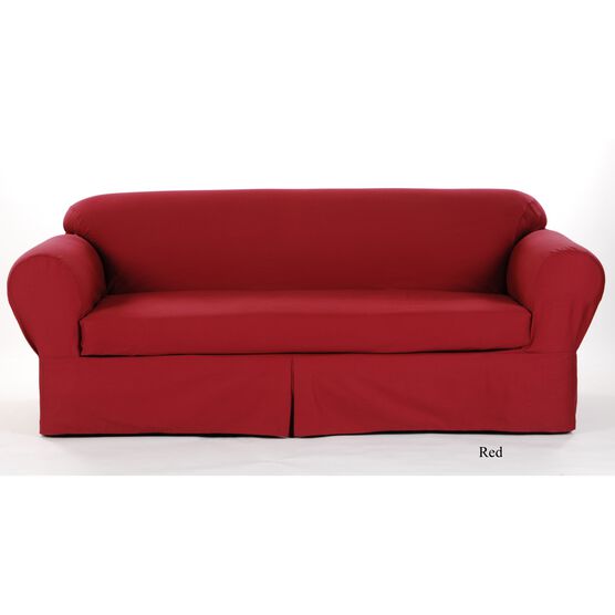 Twill 2-Pc. Slipcover by Classic Slip Covers, Inc., RED, hi-res image number null