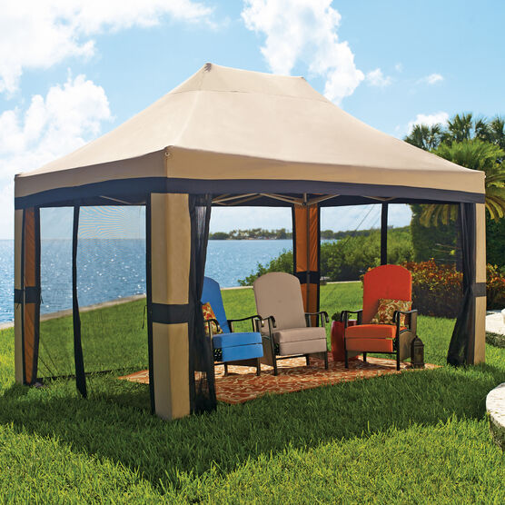 Oversized 10'x20' Instant Pop Up Gazebo with Screen, TAUPE, hi-res image number null