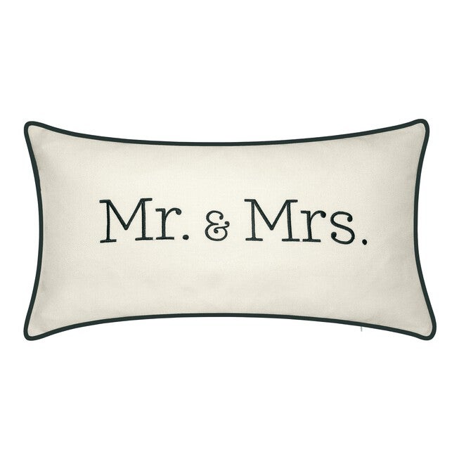Celebrations ""Mr. & Mrs."" Embroidered Decorative Pillow , OYSTER BLACK, hi-res image number 0
