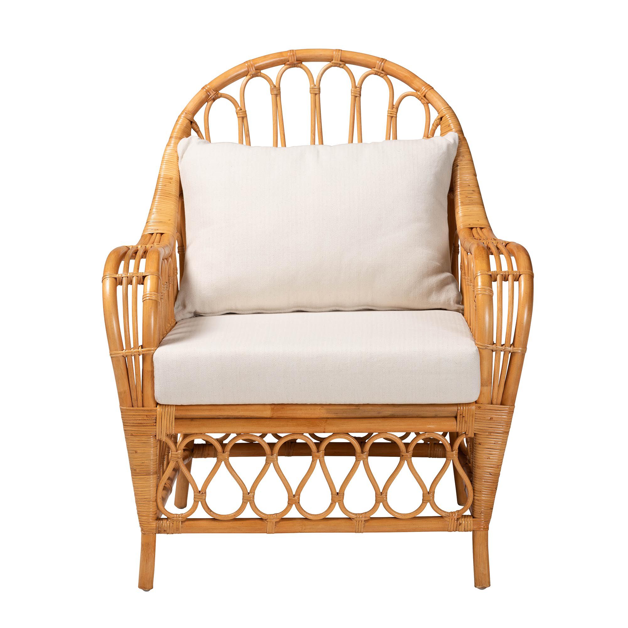 Reina Bohemian Light Honey Rattan Arm Chair, LIGHT, alternate image number 2