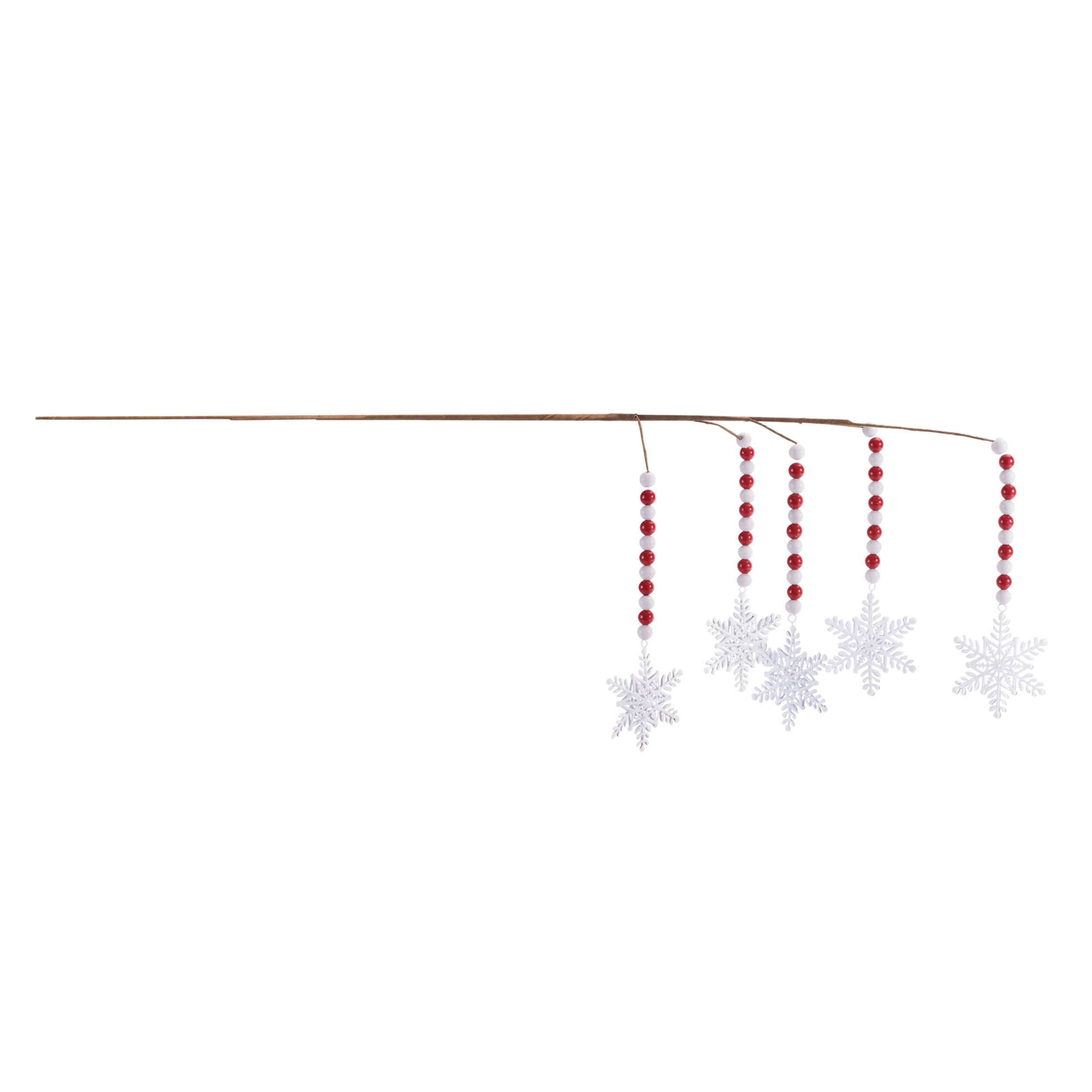 Beaded Snowflake Drop Spray (Set of 2), RED WHITE BROWN, alternate image number 3