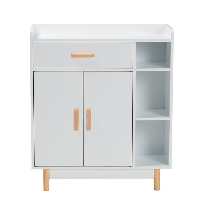 Russell Mid-Century Modern Two-Tone White And Oak Brown Finished Wood 2-Door Sideboard, , alternate image number 2