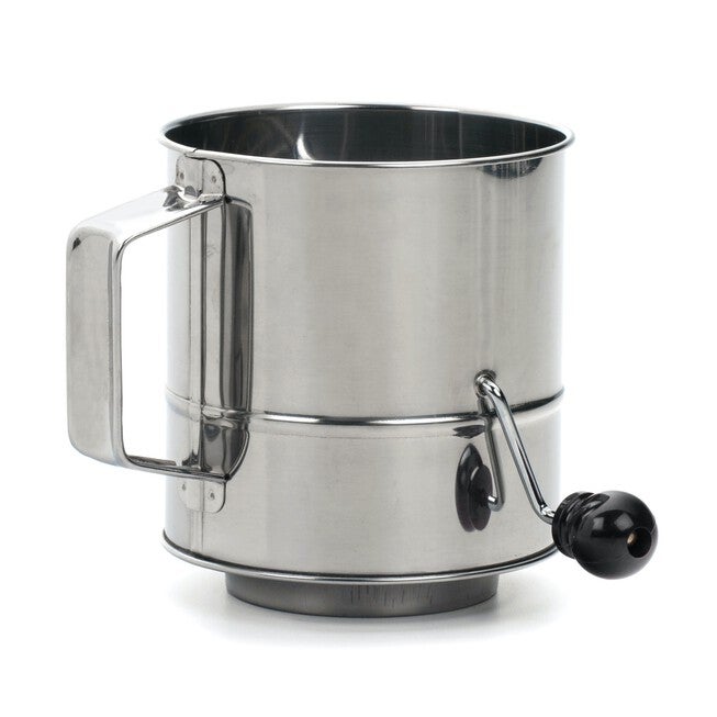 Crank Style Stainless Steel 3 Cup Flour Sifter, GRAY, hi-res image number 0