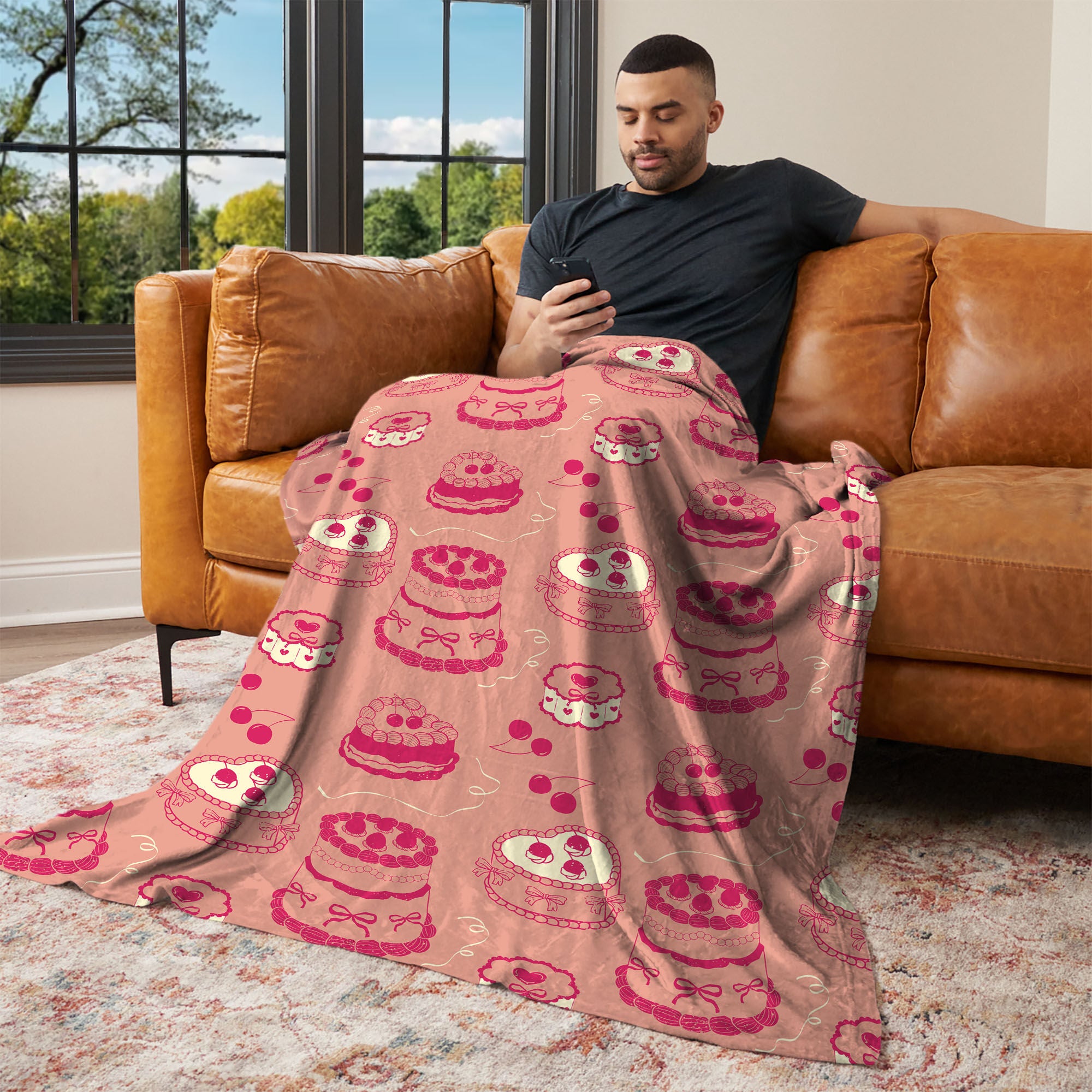 Valentine's Day V-Day Cakes Silk Touch Throw Blanket 60x80 Inches, VDAY CAKES, alternate image number 2