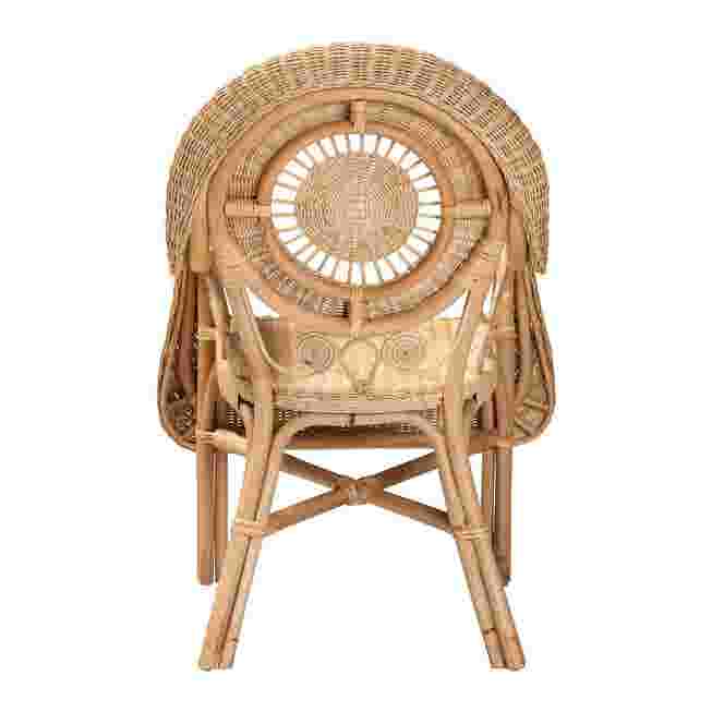 Back view of natural rattan armchair