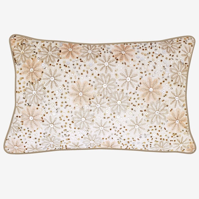 Metallic Floral Decorative Pillow, OYSTER PINK, hi-res image number 0