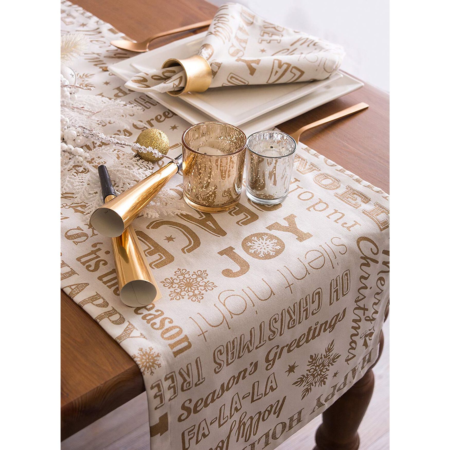 Gold Christmas Collage Table Runner, , alternate image number 5