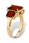Yellow Gold-Plated Simulated Emerald Cut Birthstone Ring, , on-hover image number 1