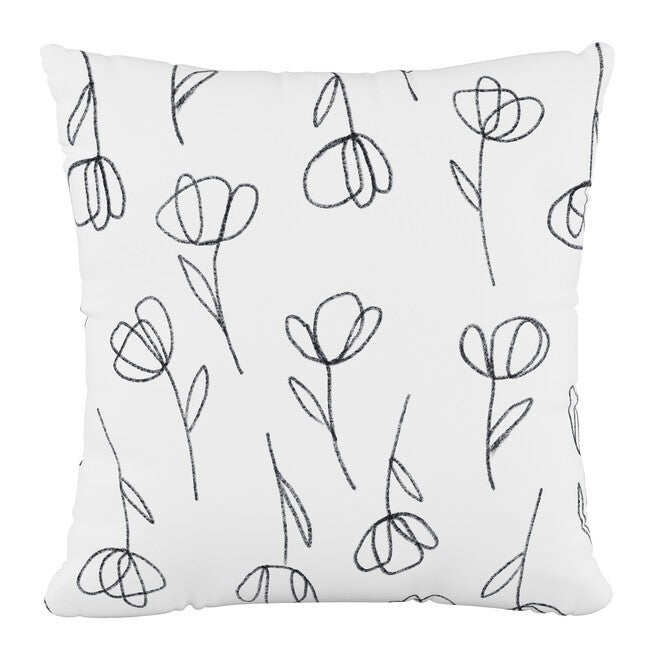 Contoured Tulips Fluffed Polyester 18 inchesSq. Pillow, WHITE, hi-res image number 0