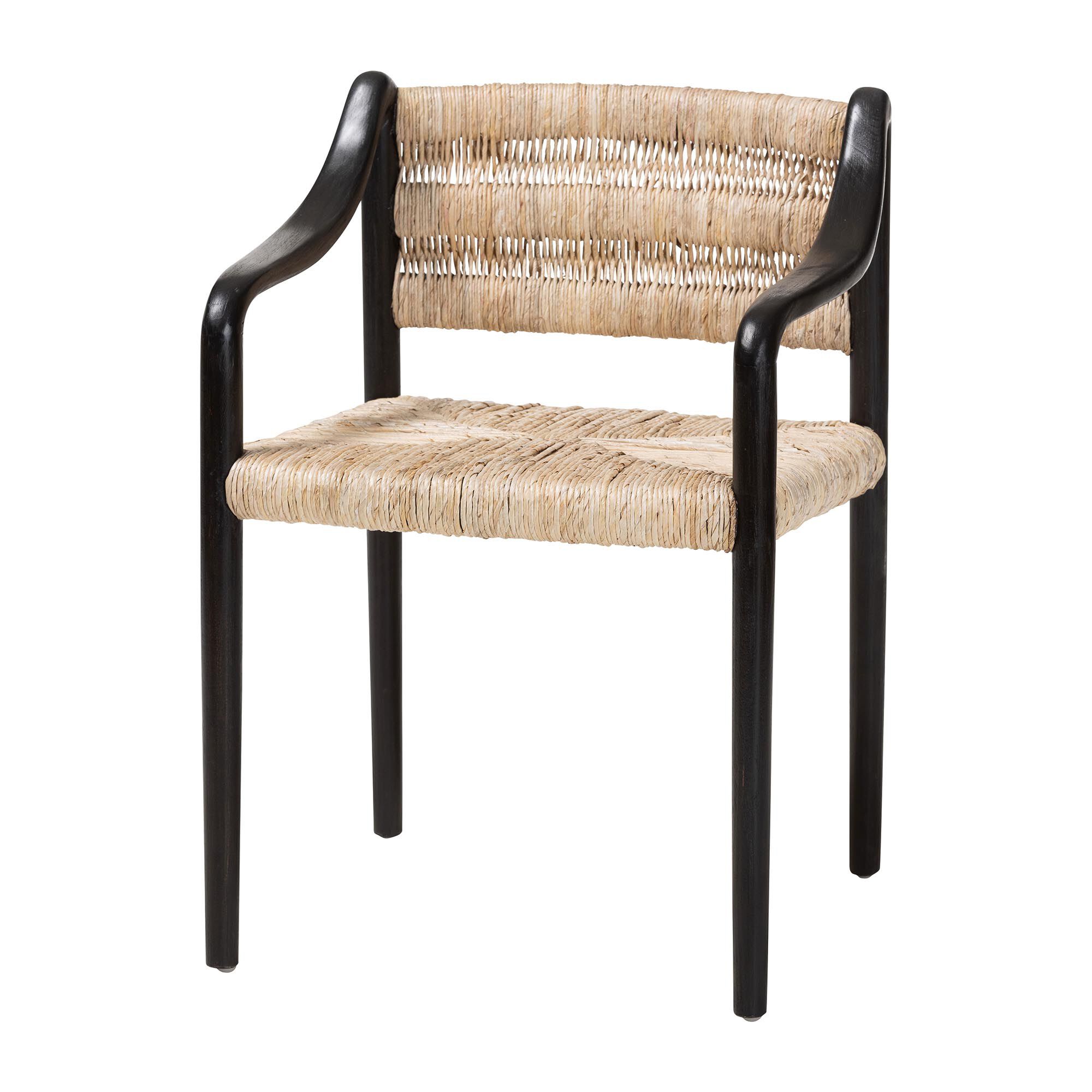 Onda Handwoven Seagrass Dining Chair, BLACK, alternate image number 1