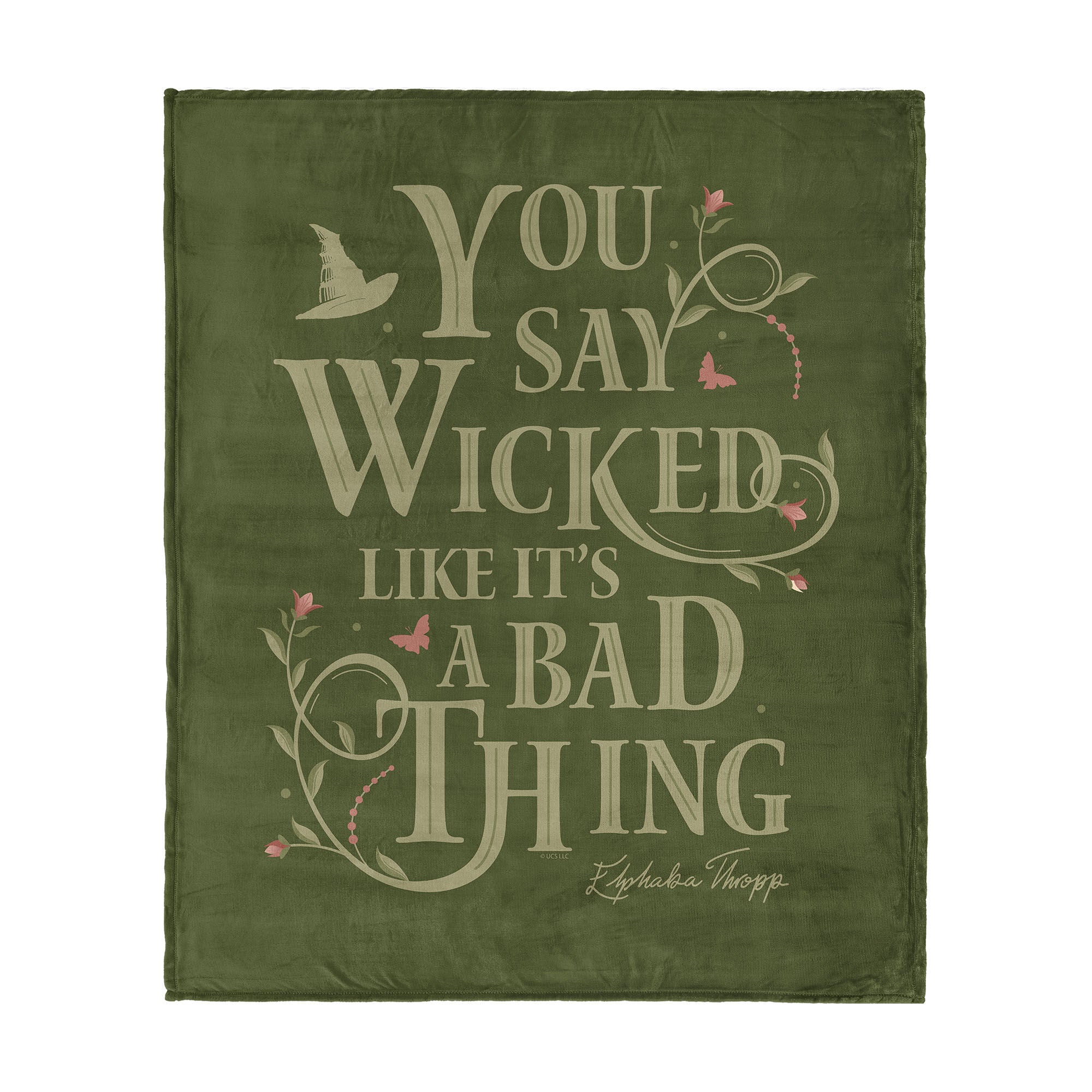 Wicked Say Wicked Silk Touch Throw Blanket 50x60 inches, GREEN, hi-res image number 0