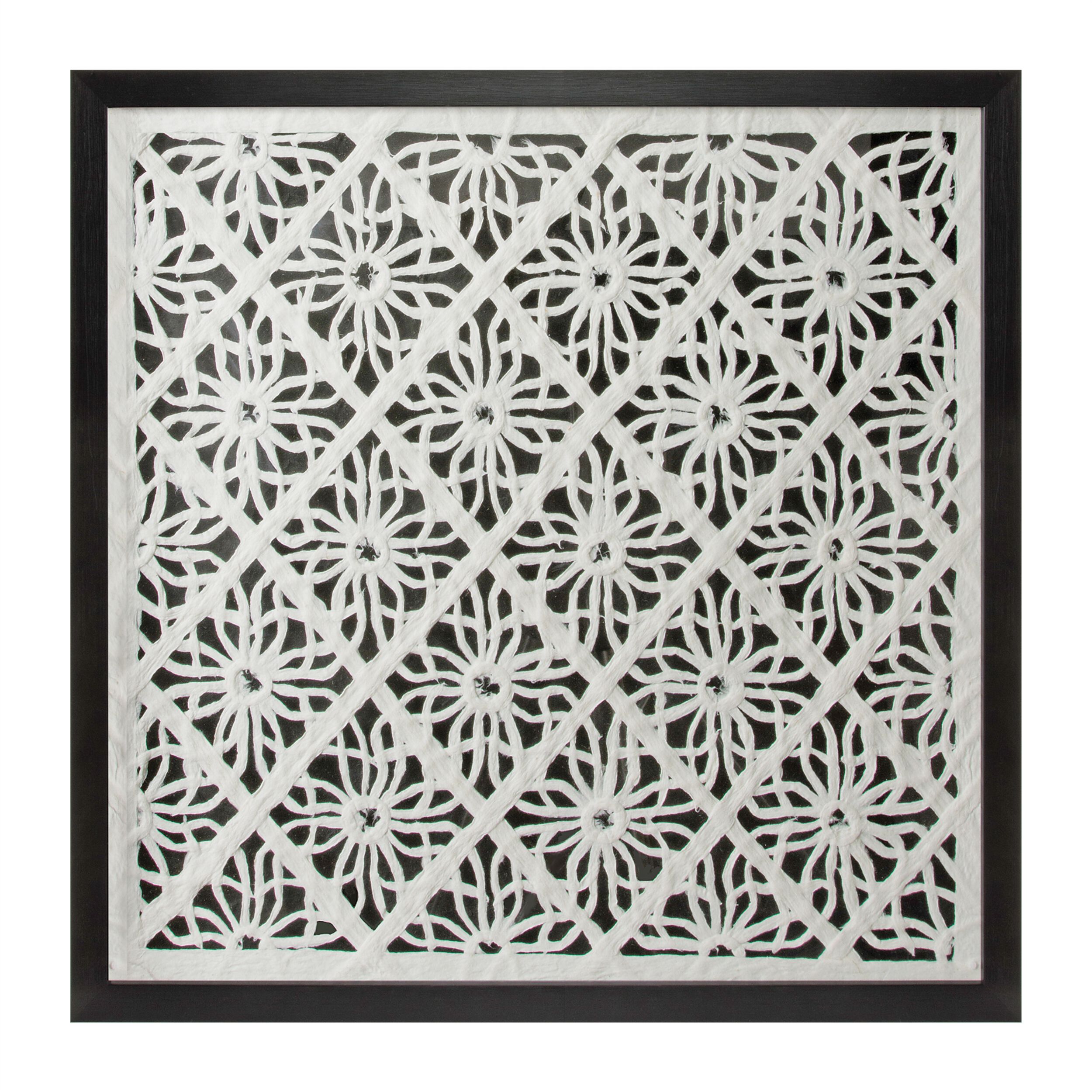 Framed Floral Wall Decor Under Glass 19.5INSQ, BLACK WHITE, hi-res image number 0