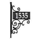 Nite Bright Ironwork Reflective Address Post Sign, BLACK WHITE, hi-res image number 0