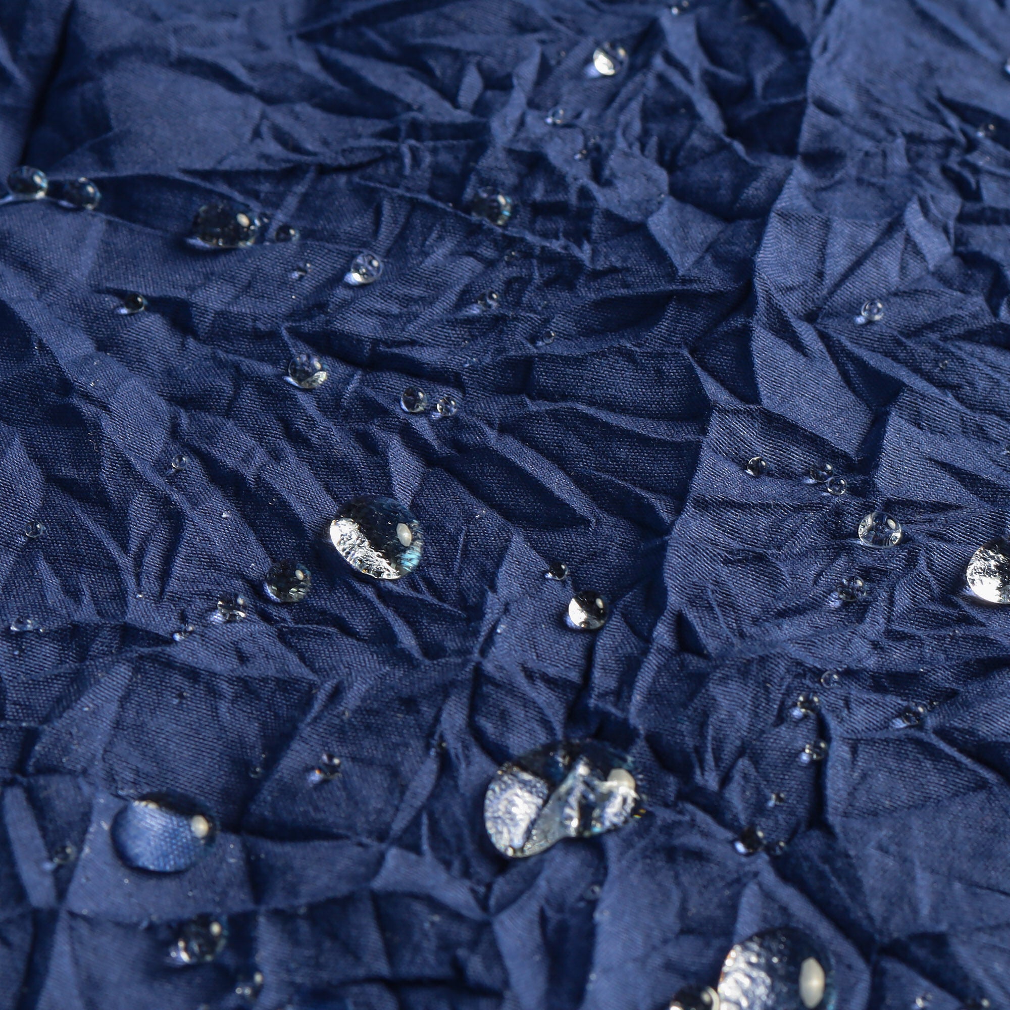 Crinkle Eco-friendly Water Repellent Solid Texture Shower Curtain, NAVY, alternate image number 3