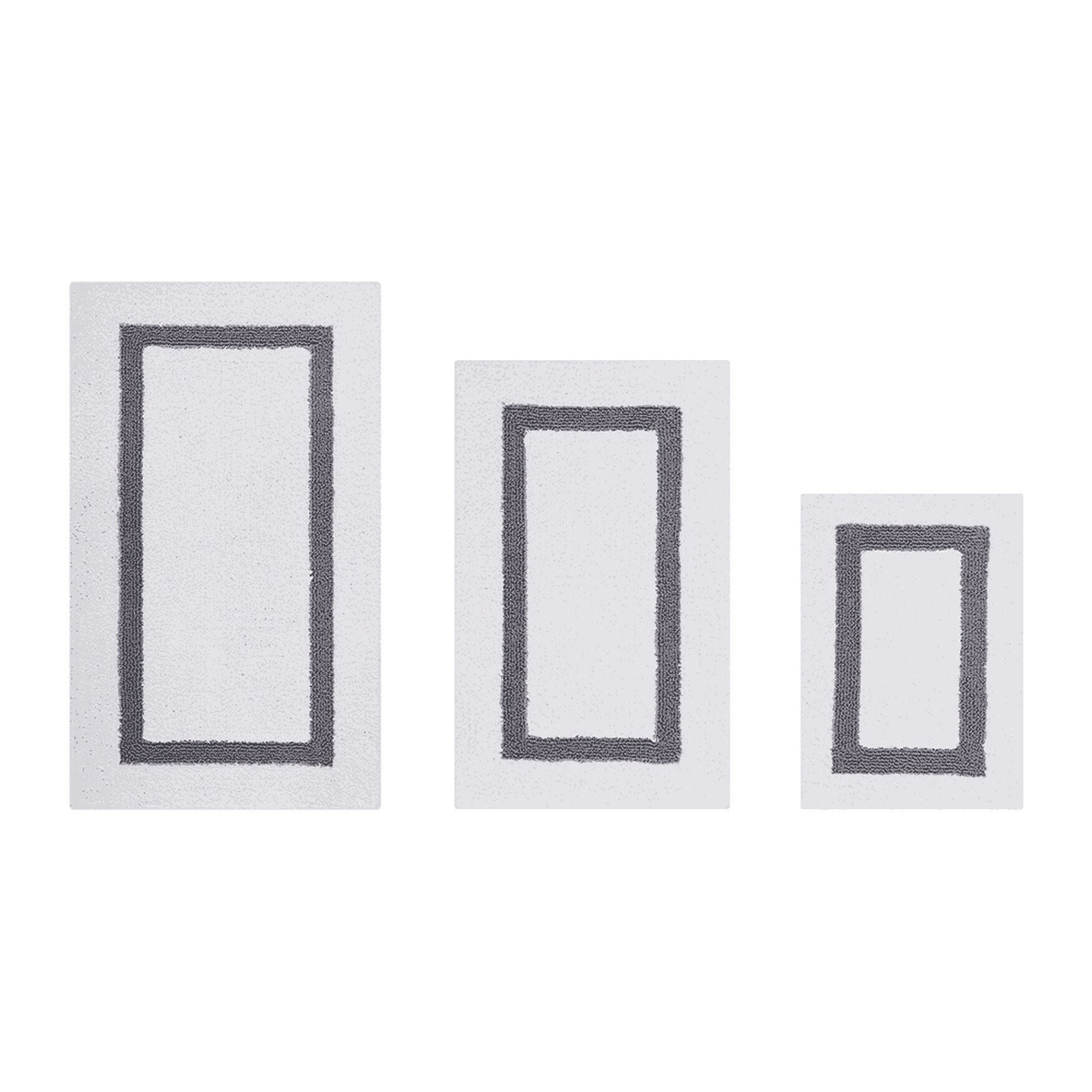 Hotel Collection 100% Cotton 3 Piece (17 inches X 24 inches | 21 inches X 34 inches | 24 inches X 40 inches) Bath Rug Set, WHITE GRAY, hi-res image number 0