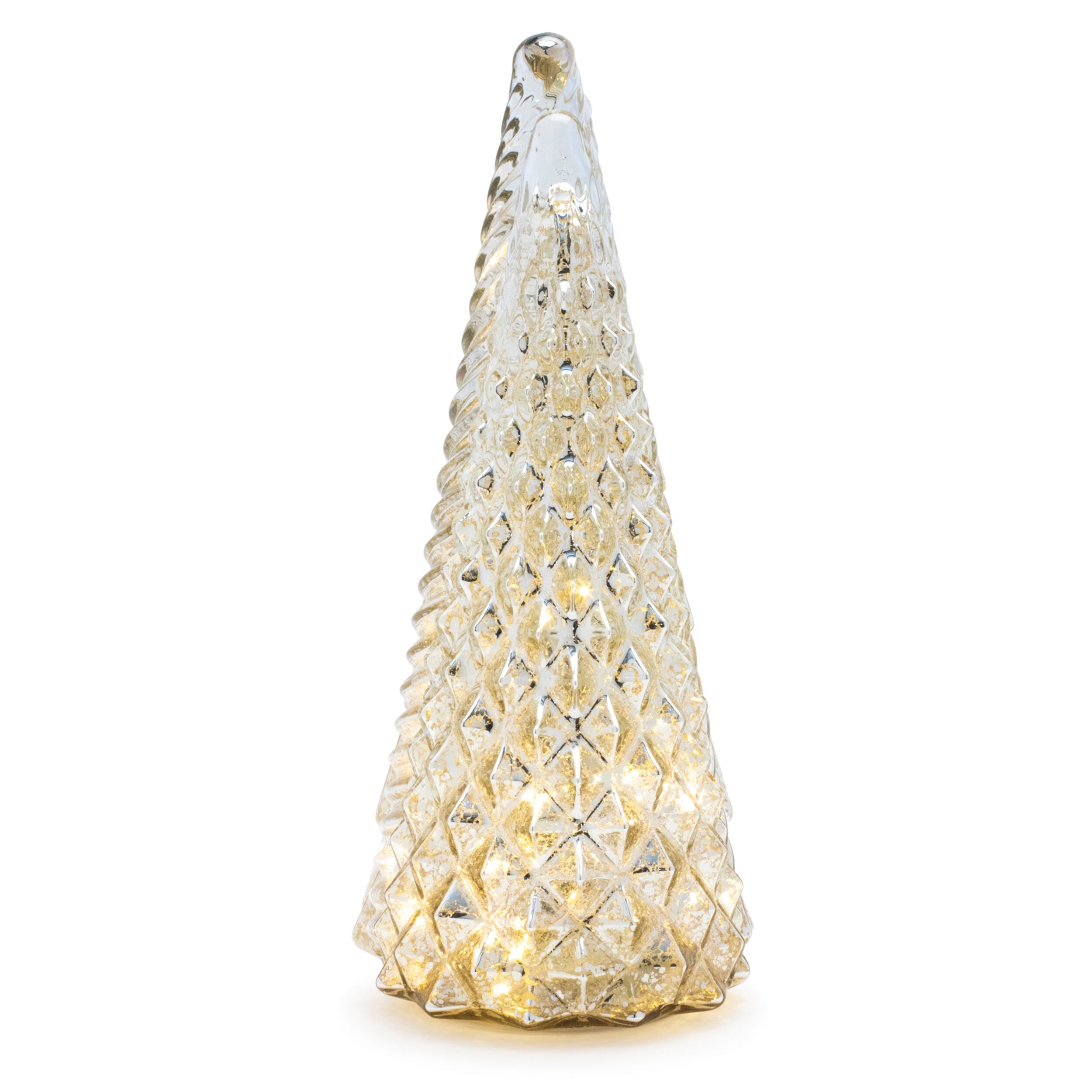 LED Textured Mercury Glass Tree (Set of 3), GOLD, alternate image number 3