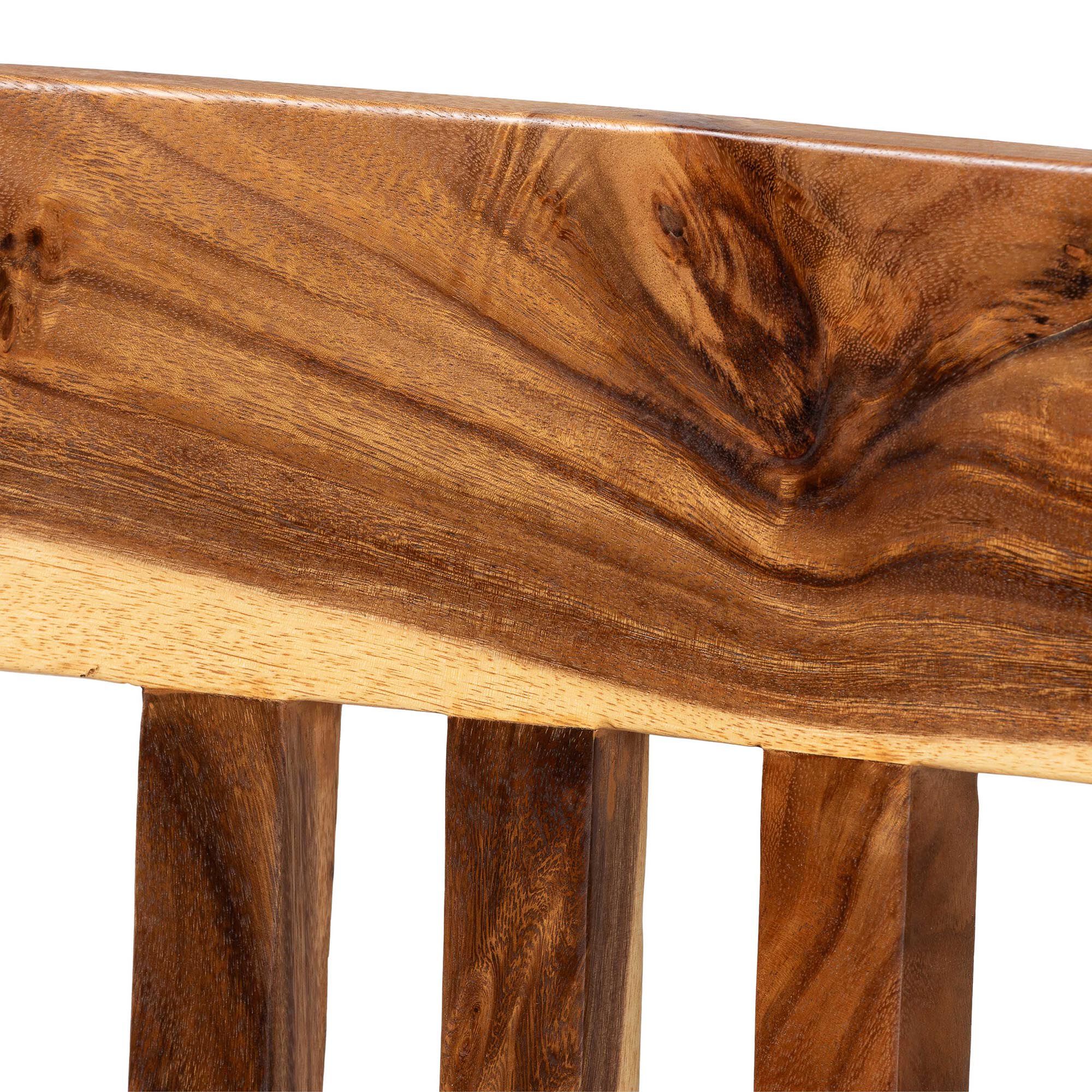 Luli Suar Wood Counter Stool - Handcrafted Solid Wood Stool with Backrest, BROWN, alternate image number 5