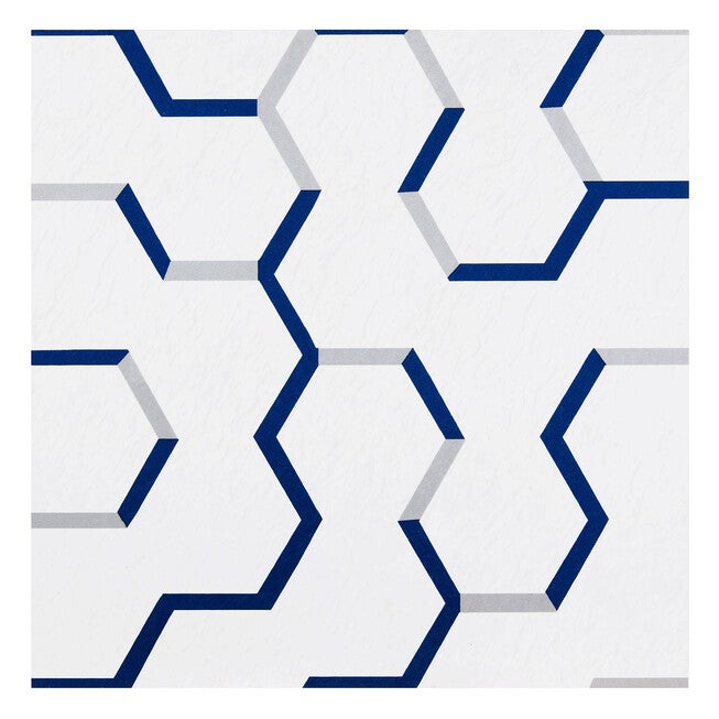 Retro 12x12 Self Adhesive Vinyl Floor Tile - Geo Puzzle - 20 Tiles/20 sq. ft., NAVY, hi-res image number 0