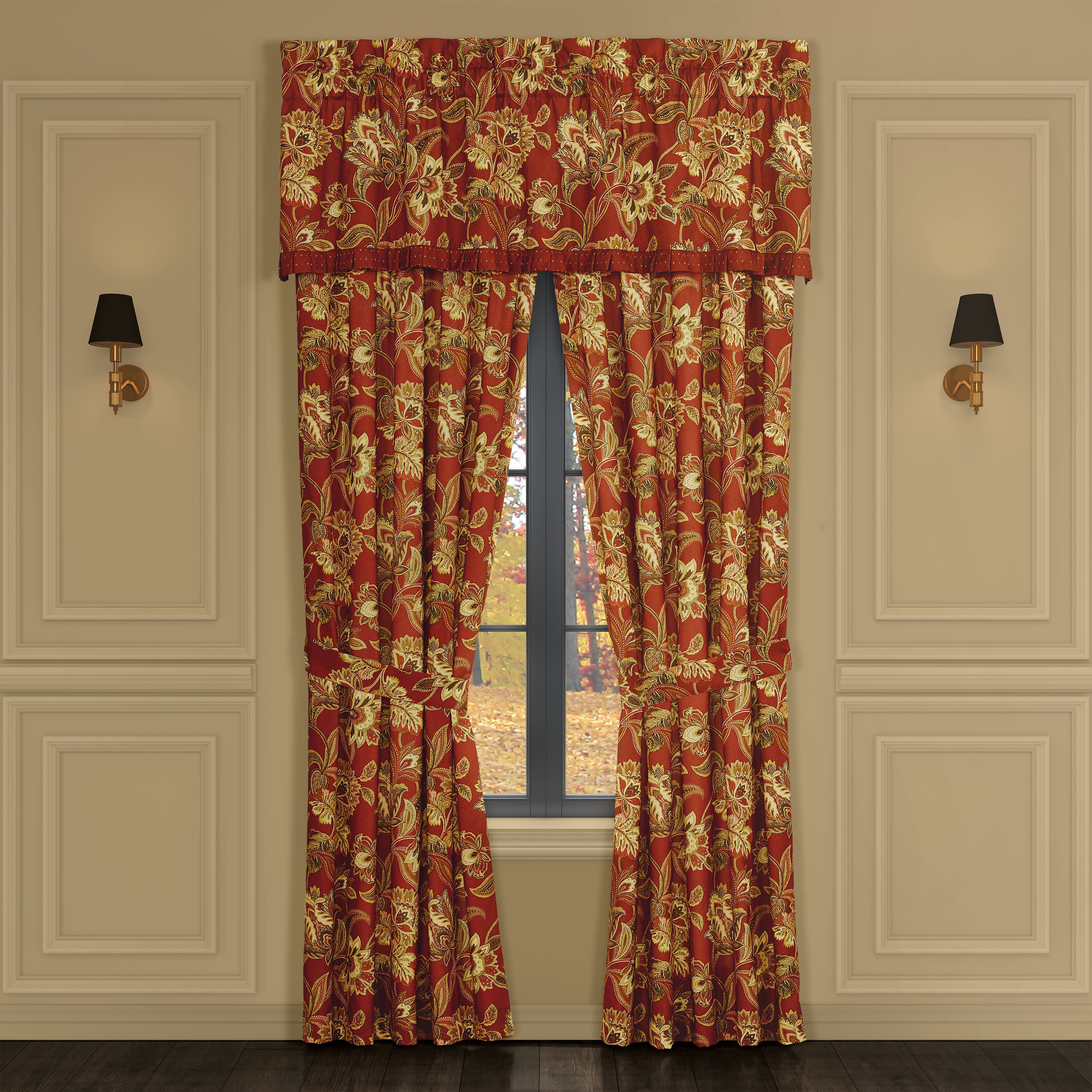 Montecito Red Window Straight Valance, RED, alternate image number 1