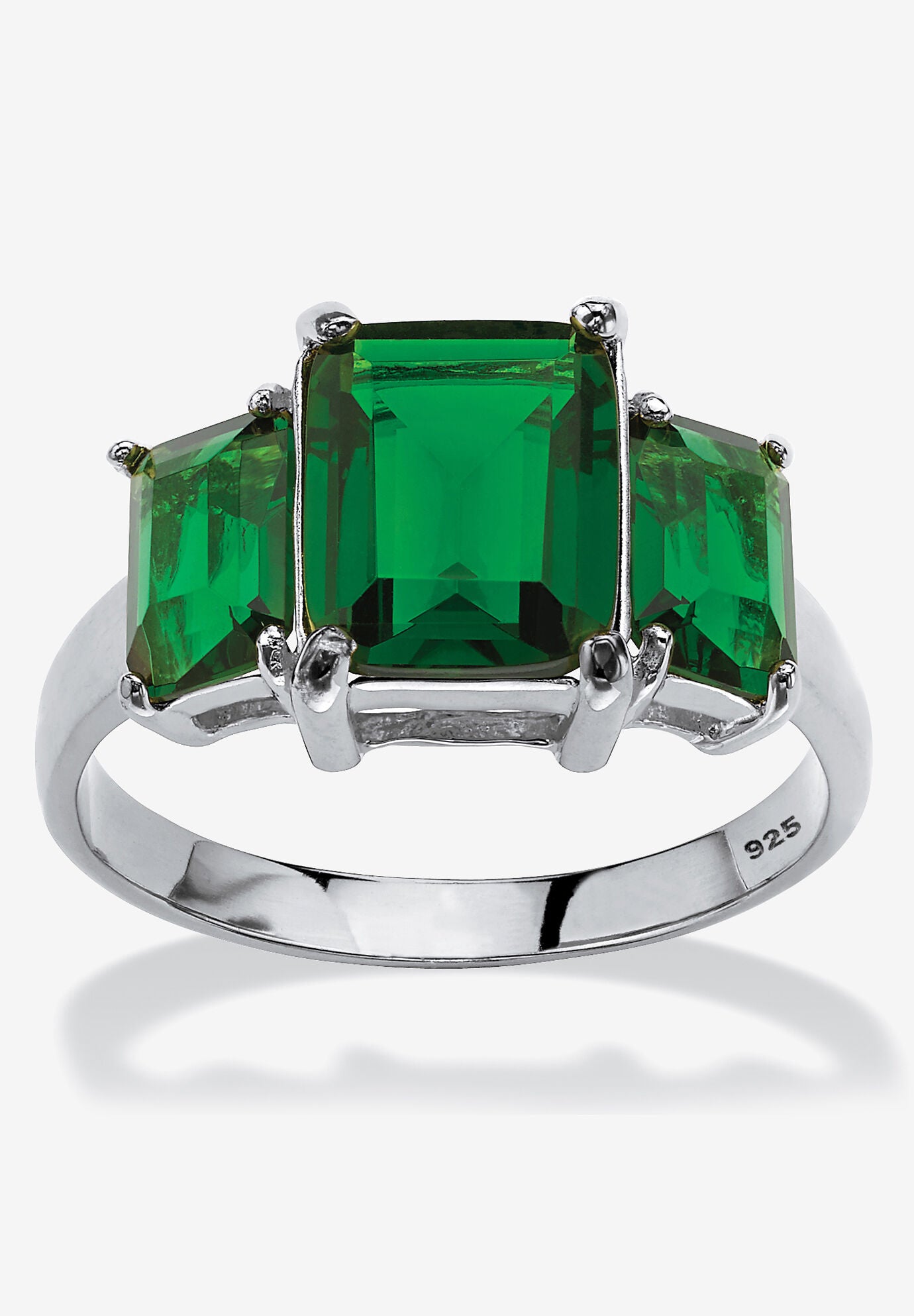 Sterling Silver 3 Square Simulated Birthstone Ring, MAY, hi-res image number 0